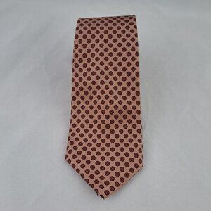 Stafford Mens Patterned Silk Tie Brown Red USA All Silk Italy 3 1/8" Wide
